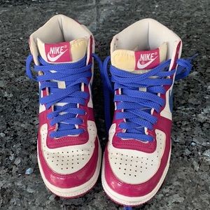 Magenta and purple/blue Nikes